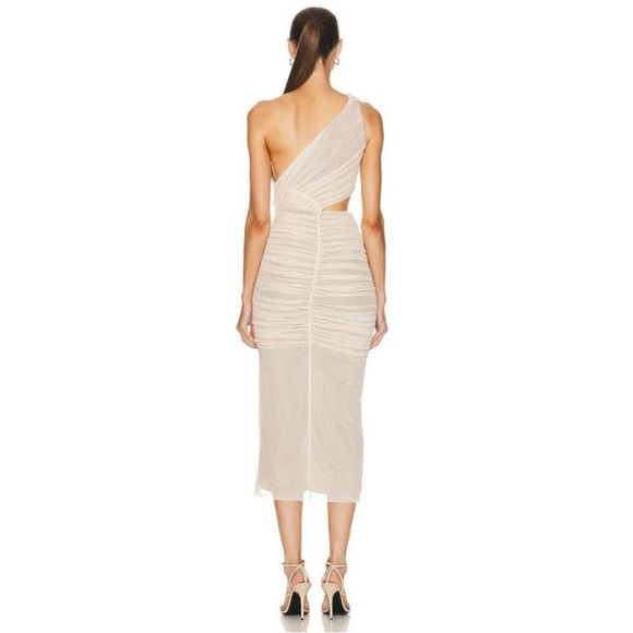 RARE SIMKHAI Seraiah Gathered Midi Dress in Thorn Midi Dress - Picture 14 of 15